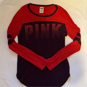 Victoria's Secret PINK Medium Red and Purple Long Sleeve Tee
